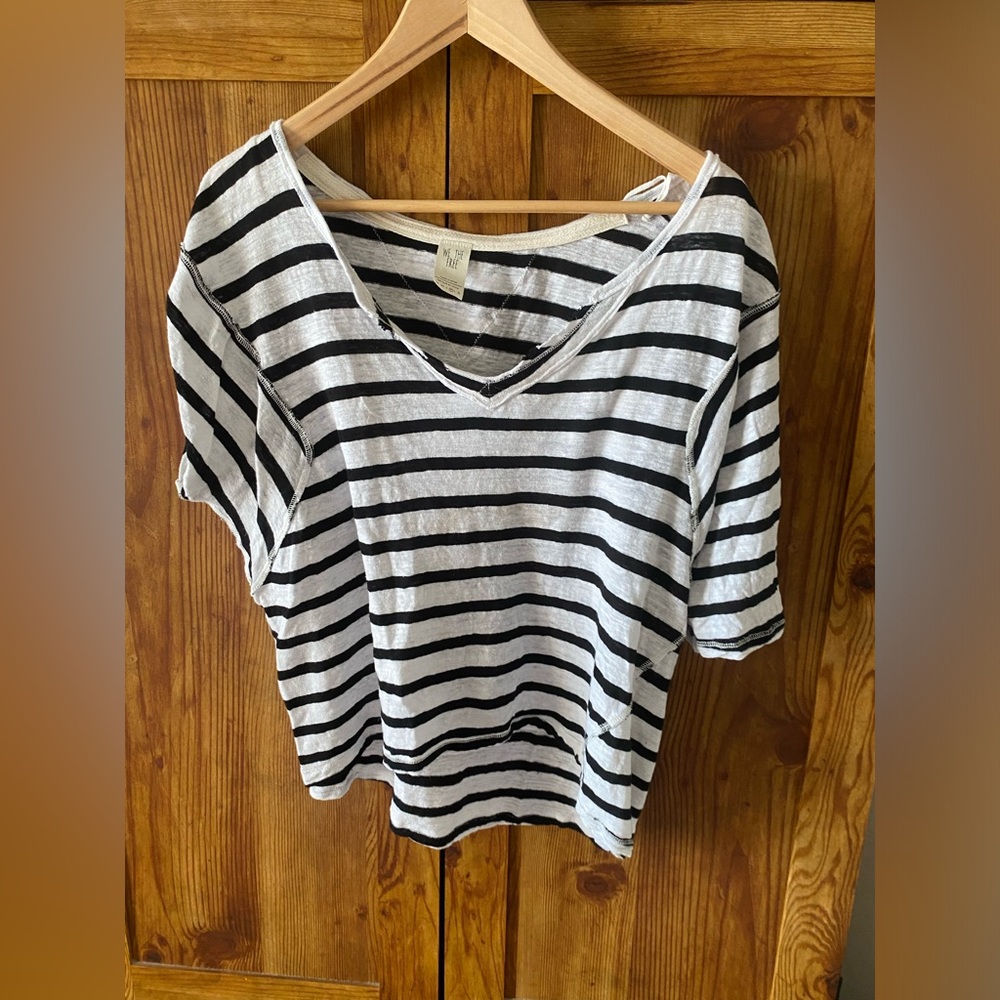 We The Free Black and White Striped Tee